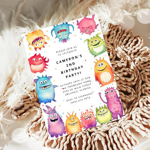 Cute Little Monster Kids Birthday Invitation
