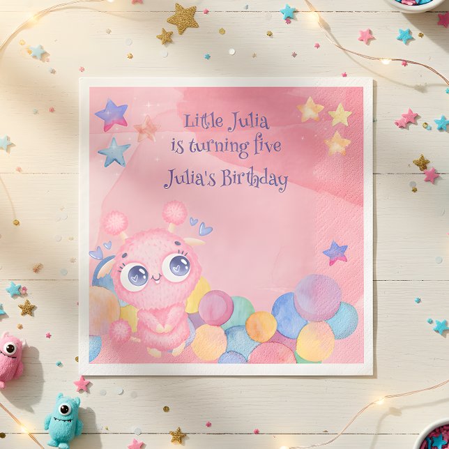 Cute Little Monster kids birthday Napkin (Creator Uploaded)