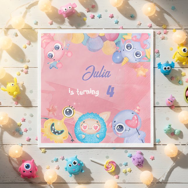 Cute Little Monster kids Birthday  Napkin (Creator Uploaded)