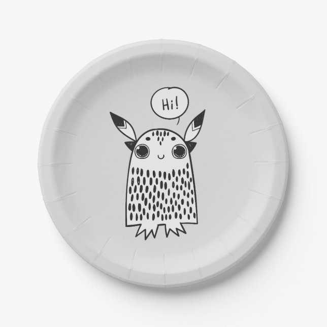 Cute little monster paper plate (Front)