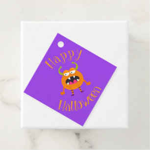 Cute Little Monster Purple Halloween Party Favour Tags