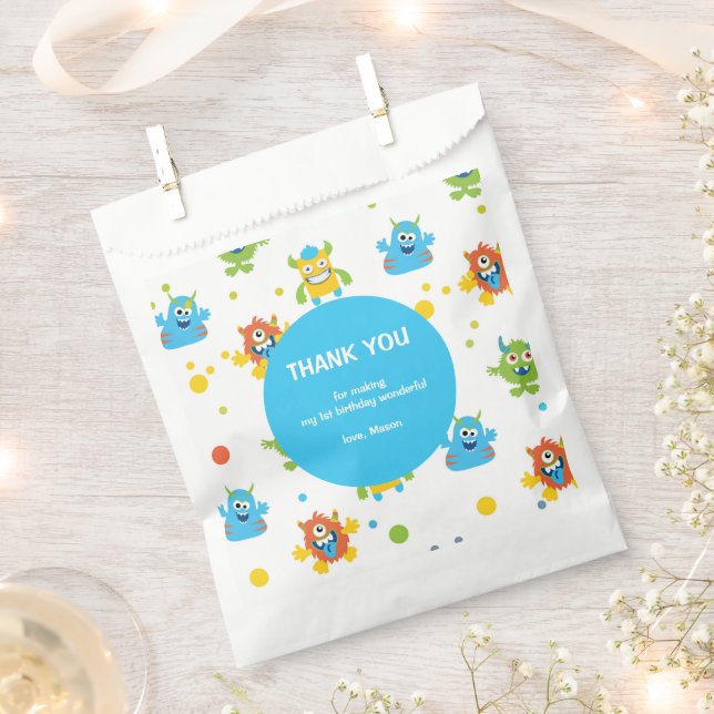 Cute little Monster themed Birthday party Favour Bags (Clipped)