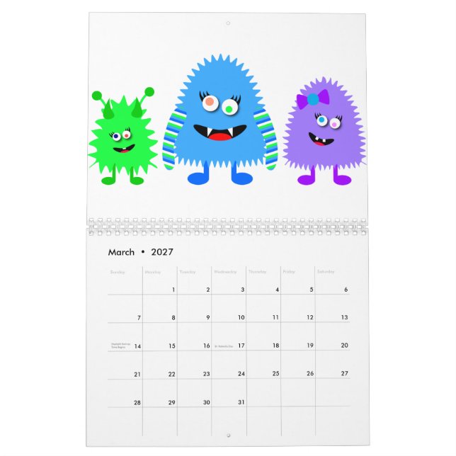 Cute Little Monsters Calendar (Mar 2027)
