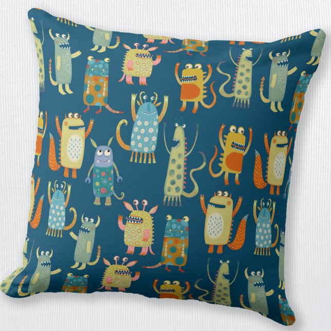 Cute Little Monsters Cushion (Fun little Monsters throw pillow)