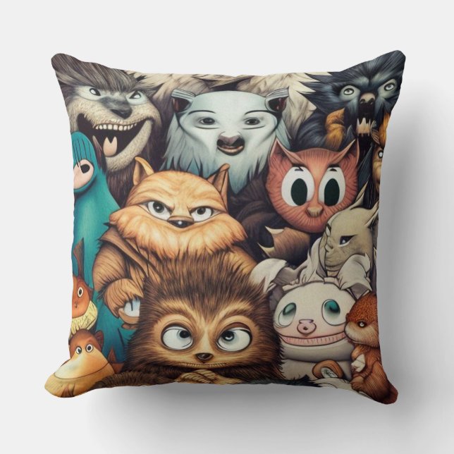 Cute Little monsters funny modern contemporary  Cushion (Front)
