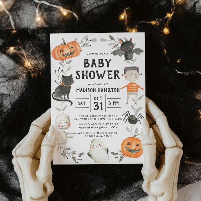 Cute Little Monsters Halloween Baby Shower Invitation (Creator Uploaded)