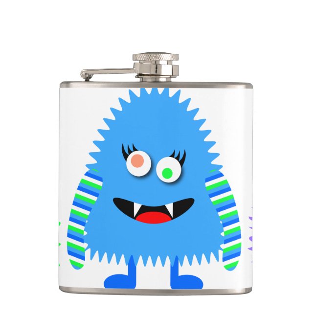 Cute Little Monsters Hip Flask (Front)