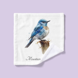 Cute Little Mountain Bluebird Watercolor, custom Bath Towel Set