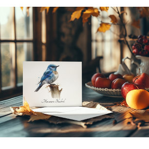 Cute Little Mountain Bluebird Watercolor, custom Postcard