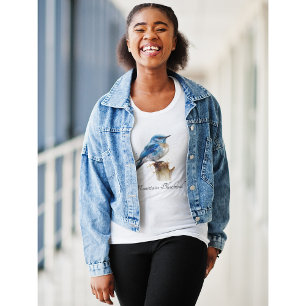Cute Little Mountain Bluebird Watercolor, custom T-Shirt