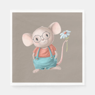 Cute Little Mouse Animal Cartoon  Paper Plates Napkin