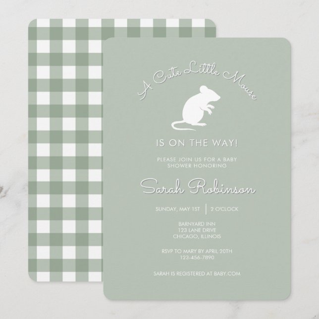 Cute Little Mouse Baby Shower Invitation (Front/Back)