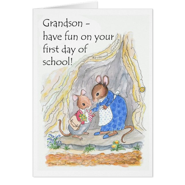 Cute Little Mouse Fun First Day of School Grandson (Front)