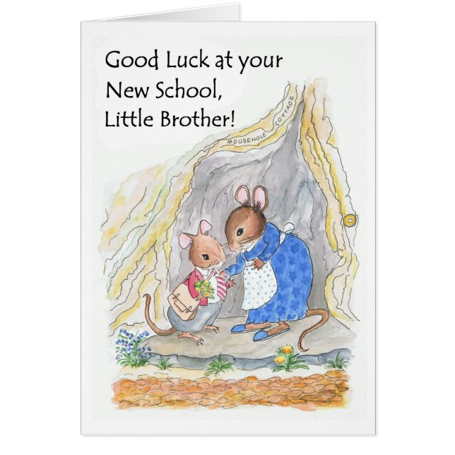 Cute Little Mouse Good Luck New School Brother (Front)