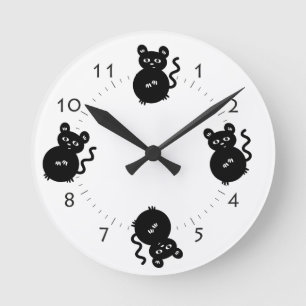 Cute Little Mouse Kid's Bedroom Round Clock