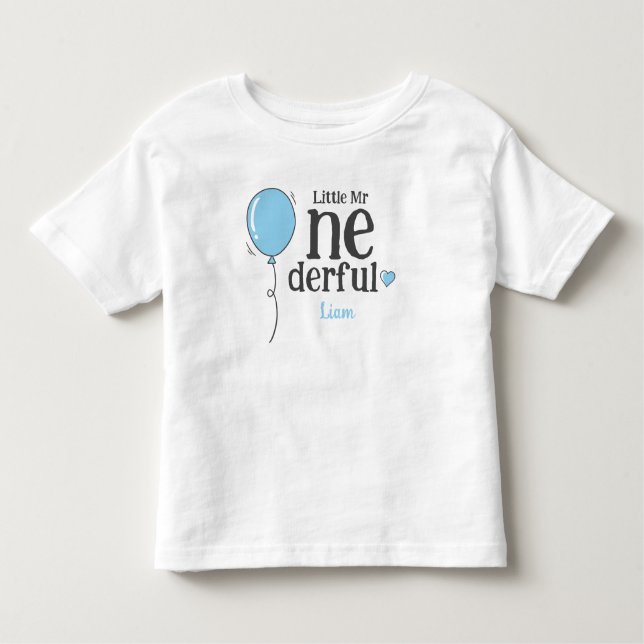 Cute Little Mr Onederful First Birthday Balloon Toddler T-Shirt (Front)