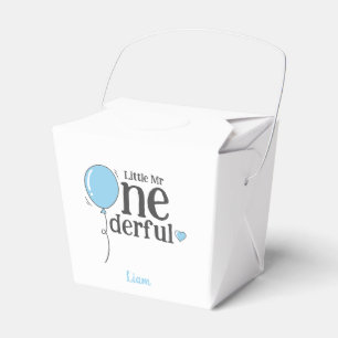 Cute Little Mr Onederful First Birthday Blue Favour Box