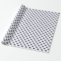 Cute Little Navy Blue Whale Pattern on White