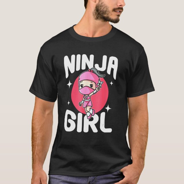 Cute Little Ninja Fighter Princess Ninja Girl T-Shirt (Front)