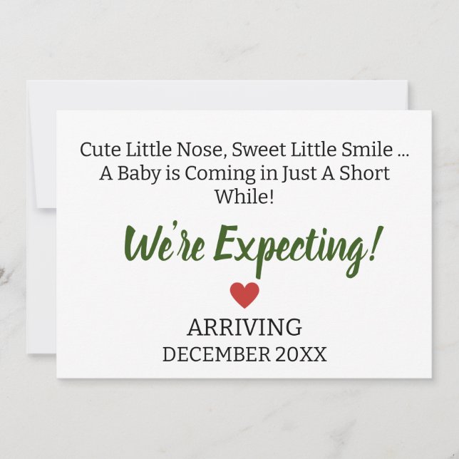 Cute Little Nose, Sweet Little Smile pregnancy Announcement (Front)