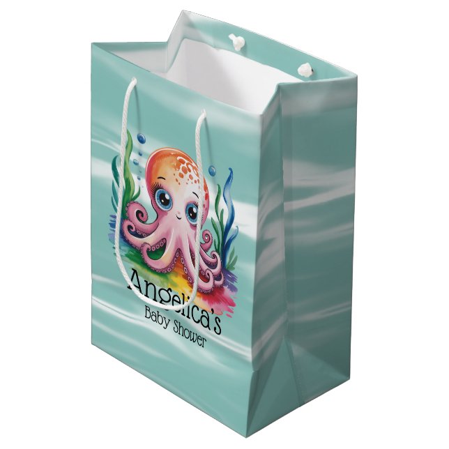 Cute Little Octopus Under The Sea Medium Gift Bag (Front Angled)