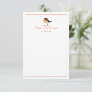 Cute Little Orange Robin Elegant Personalised Card