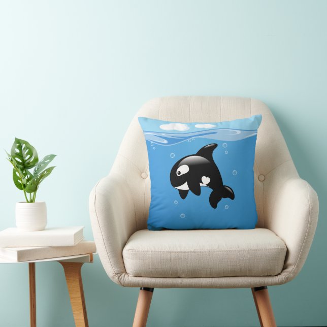 Cute Little Orca Whale in Ocean Cushion (Chair)