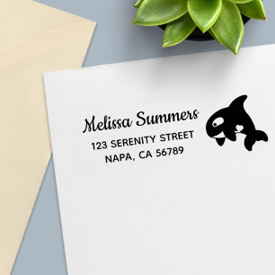 Cute Little Orca Whale Return Address Self-inking Stamp