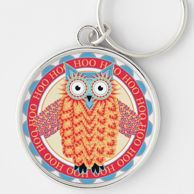 Cute Little Owl Colourful Bird Watcher's Funny Key Ring (Front)