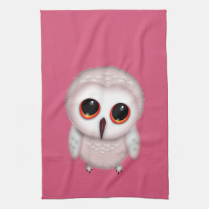 Cute Little Owl Illustration Tea Towel
