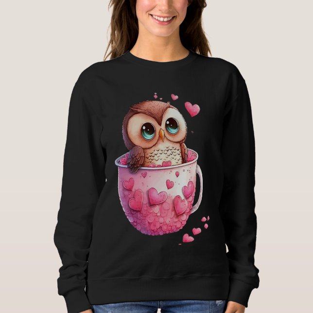 Cute Little Owl Valetines Animal Love  11 Sweatshirt (Front)