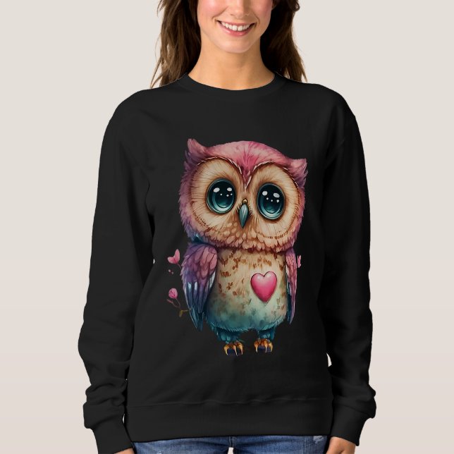 Cute Little Owl Valetines Animal Love  1 Sweatshirt (Front)