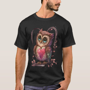 Cute Little Owl Valetines Animal Love  5 T-Shirt