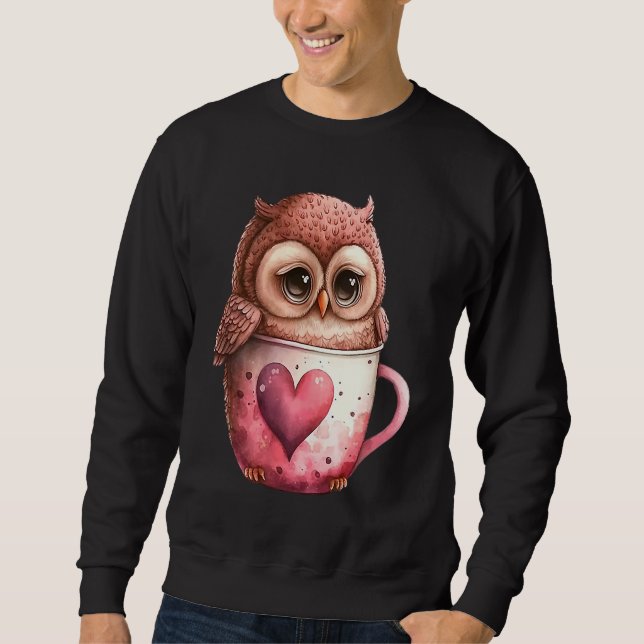 Cute Little Owl Valetines Animal Love  8 Sweatshirt (Front)