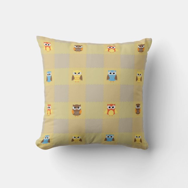 Cute Little Owls Pillow For Kids (Front)