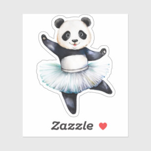 Cute little panda ballerina dancing ballet