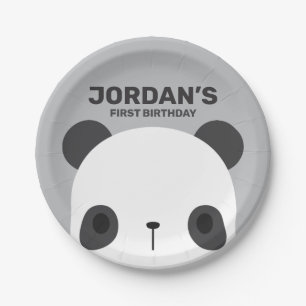 Cute Little Panda Bear Birthday Paper Plate