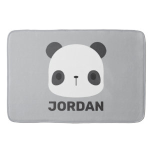 Cute Little Panda Bear with Personalised Name Bath Mat