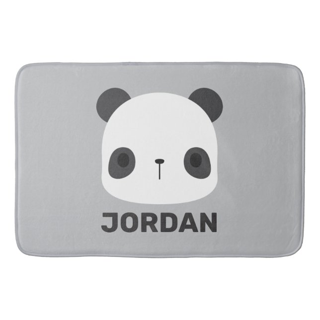 Cute Little Panda Bear with Personalised Name Bath Mat (Front)