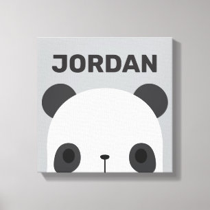 Cute Little Panda Bear with Personalised Name Canvas Print