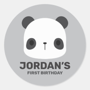 Cute Little Panda Bear with Personalised Name Classic Round Sticker