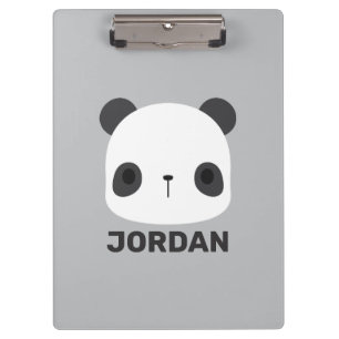 Cute Little Panda Bear with Personalised Name Clipboard