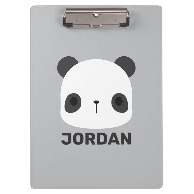 Cute Little Panda Bear with Personalised Name Clipboard (Front)
