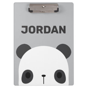 Cute Little Panda Bear with Personalised Name Clipboard