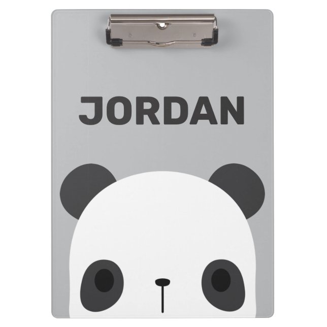 Cute Little Panda Bear with Personalised Name Clipboard (Front)