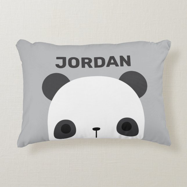 Cute Little Panda Bear with Personalised Name Decorative Cushion (Front)