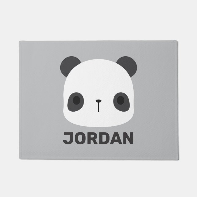 Cute Little Panda Bear with Personalised Name Doormat (Front)