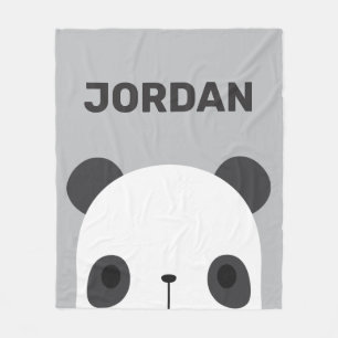 Cute Little Panda Bear with Personalised Name  Fleece Blanket