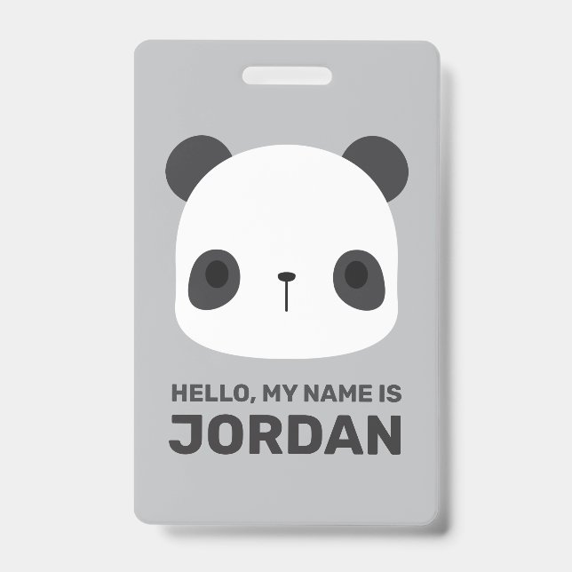 Cute Little Panda Bear with Personalised Name ID Badge (Front)