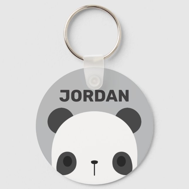 Cute Little Panda Bear with Personalised Name Key Ring (Front)